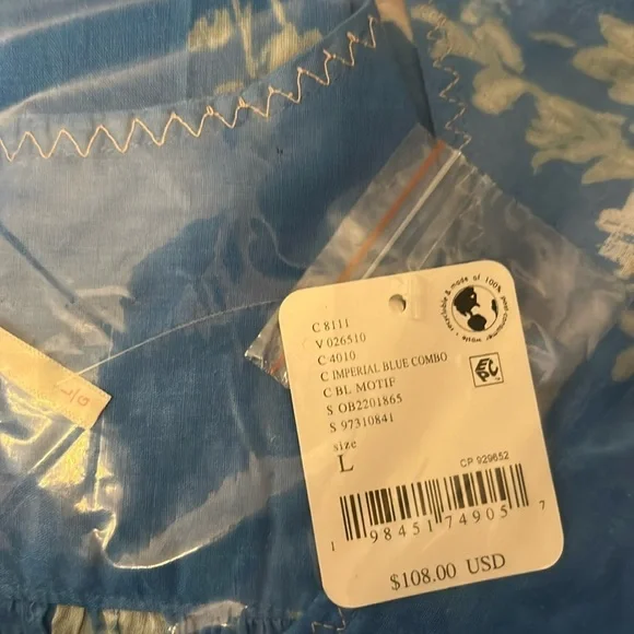 Free People Camilla Printed Blouse NWT blue floral boho Large flowy top - Picture 5 of 5